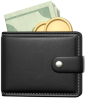 black wallet with money
